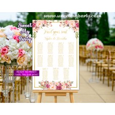Floral Wedding Seating Chart,Blush Wedding Seating Plan, (31gw) Floral Wedding Seating Chart,Blush Wedding Seating Plan, (31gw)